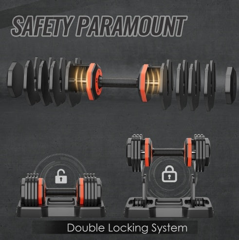 Quick-Dial Adjustable Dumbbell (10–55 lb)